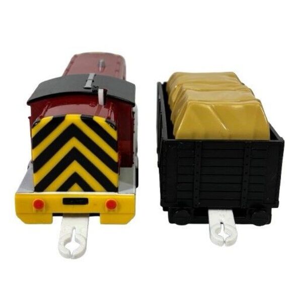 Thomas TOMY Trackmaster Salty VIDEO Train + Black Troublesome Truck w/ Cargo Car - Picture 5 of 16